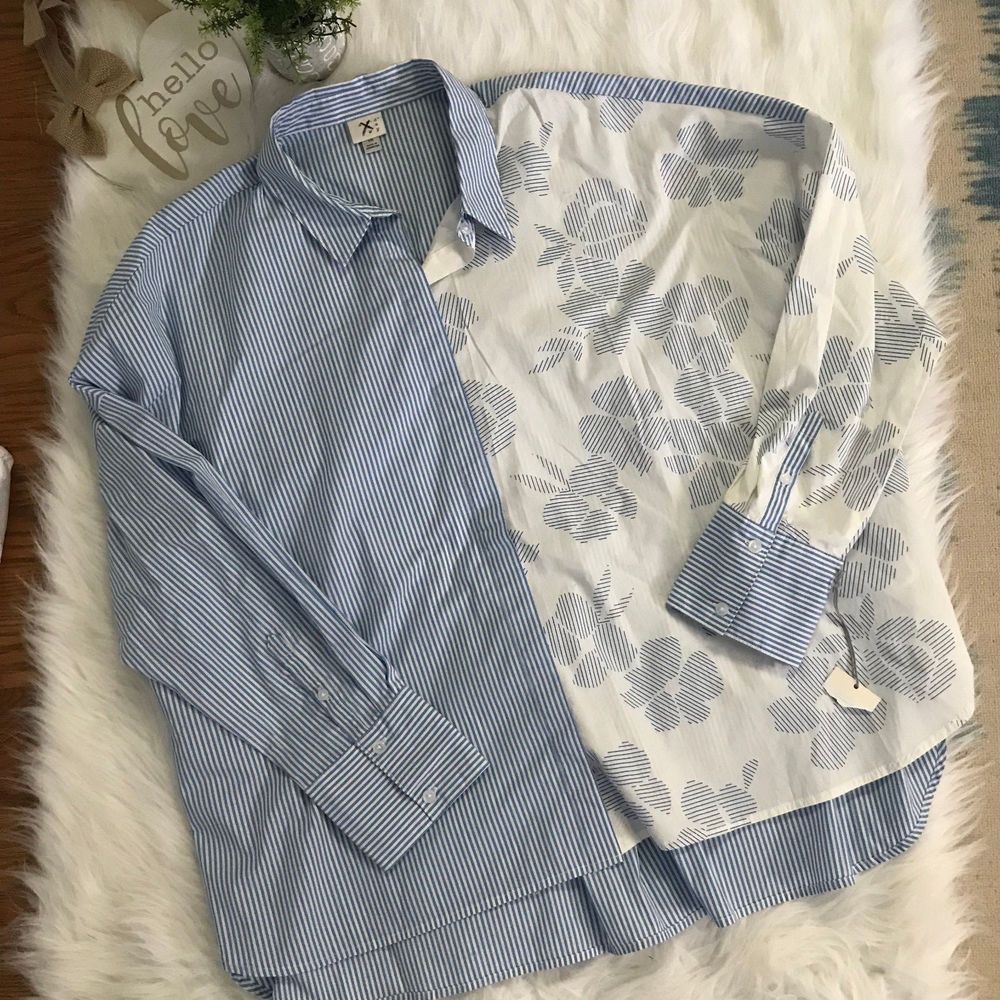 A New Day striped floral shirt